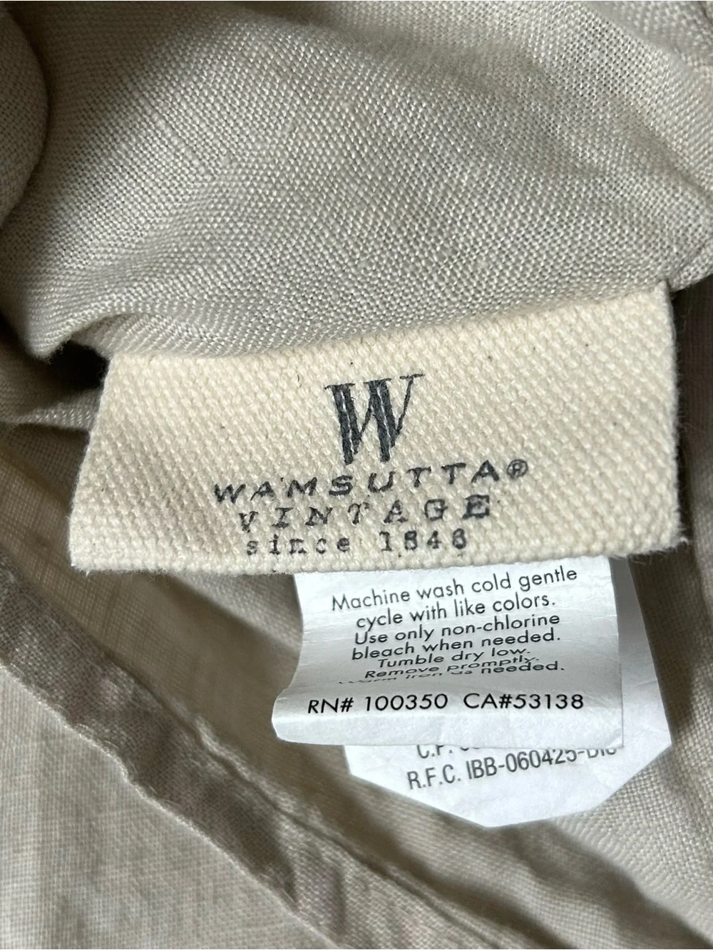Wamsutta Linen Duvet Cover Beige Washed Linen Queen Size Tie String Closure EUC